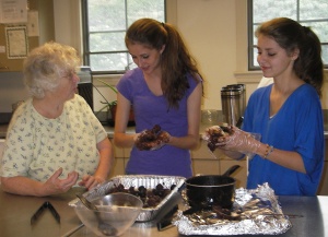 Young and old cooking