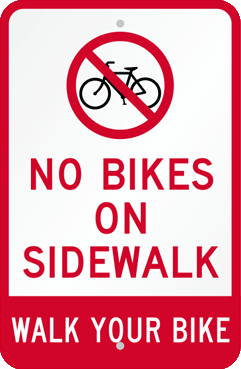sign no bikes on sidewalk